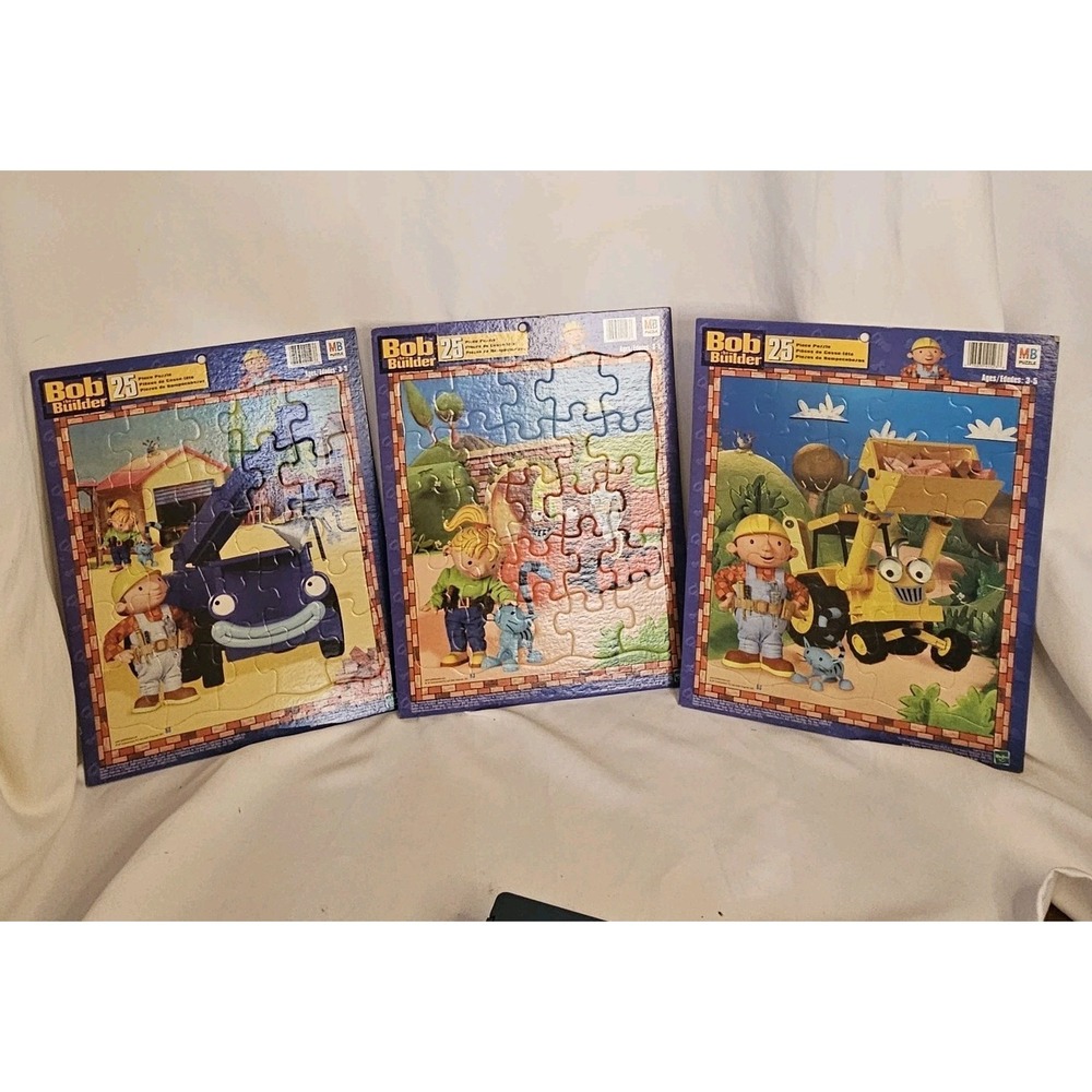 Set of 3 Bob The Builder 25 Piece Puzzles Hasbro 2001 Vintage COMPLETE Y2K‎